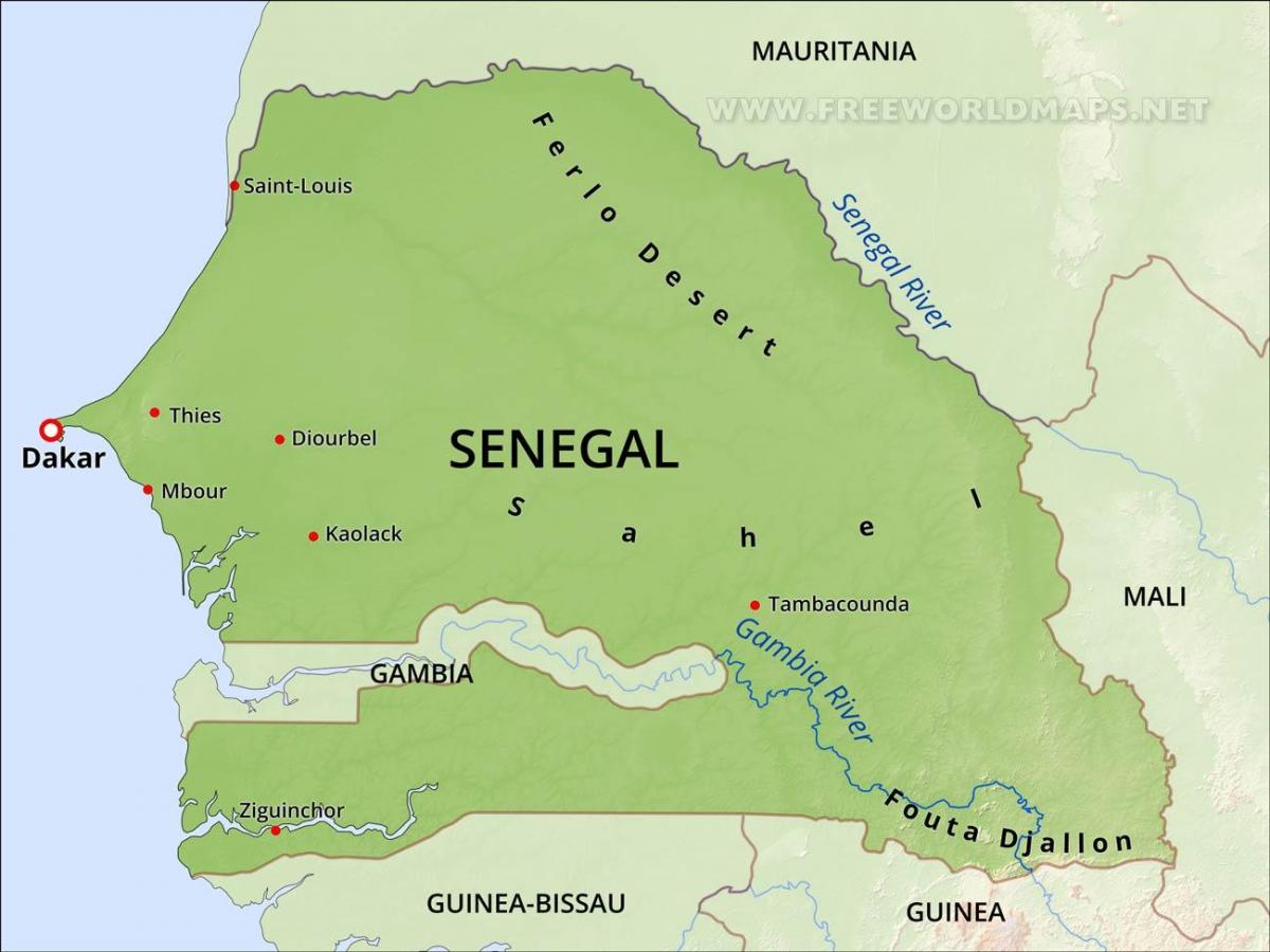 mapa fisikoa mapa Senegal