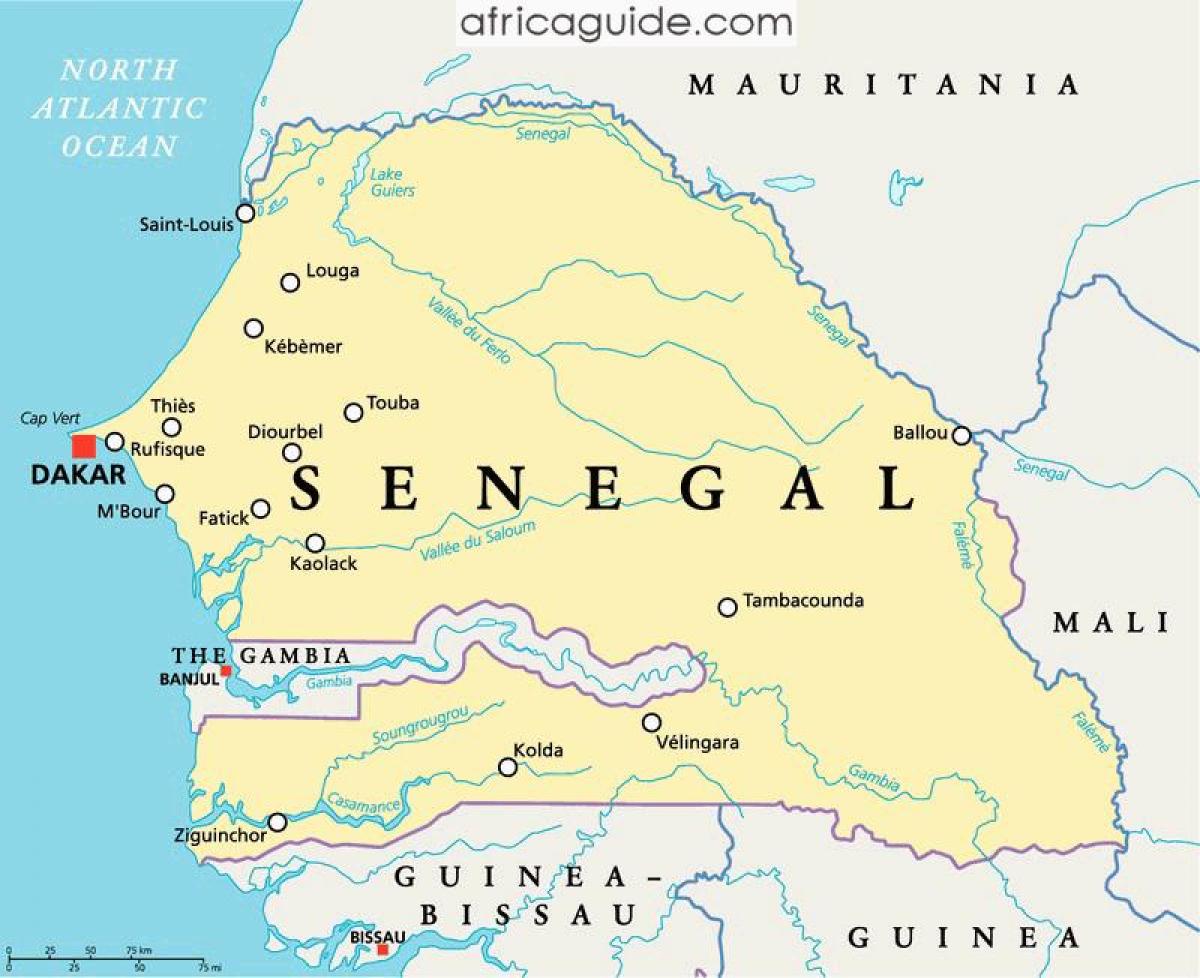 Senegal ibaiaren afrika mapa