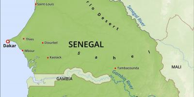 Mapa fisikoa mapa Senegal